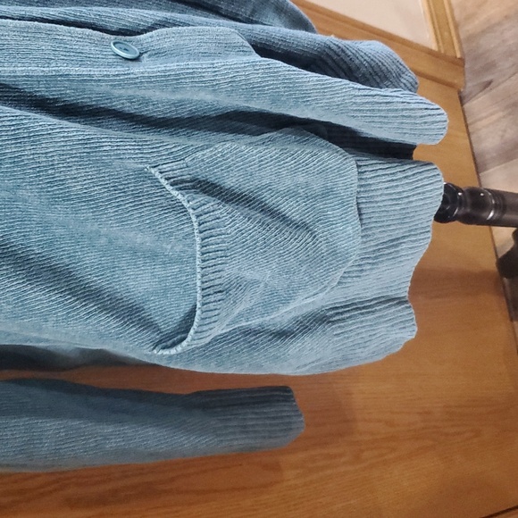 Eileen fisher soft ribbed cardigan teal green big pockets - Picture 3 of 7